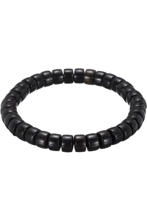 Prayer Beads Bracelet, Wooden Bead Mala Bracelets Link Wrist with Bag Men Women Beaded Stretch Crafts Bangle Ebony Color -