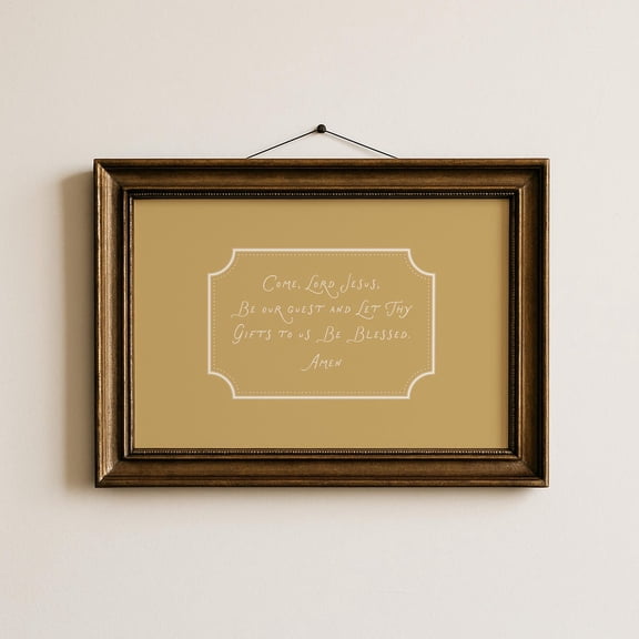 Prayer Before Meals Handwritten Kitchen Decor Come Lord Jesus Be Our Guest Table Blessing Minimalist Dining Room Unframed Paper Print