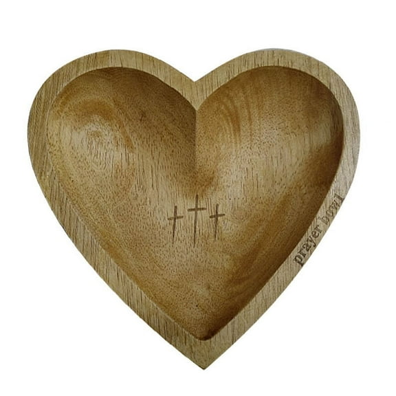 Prayer Bowl Heart Shaped Handcrafted Wooden Keepsake Box with 24 Blessing Cards for Religious Gifts Home Decor Communion Ceremonies