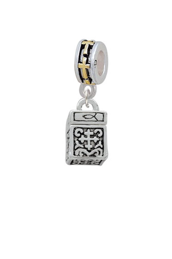 Prayer Box - Gold Tone Cross Charm Bead
