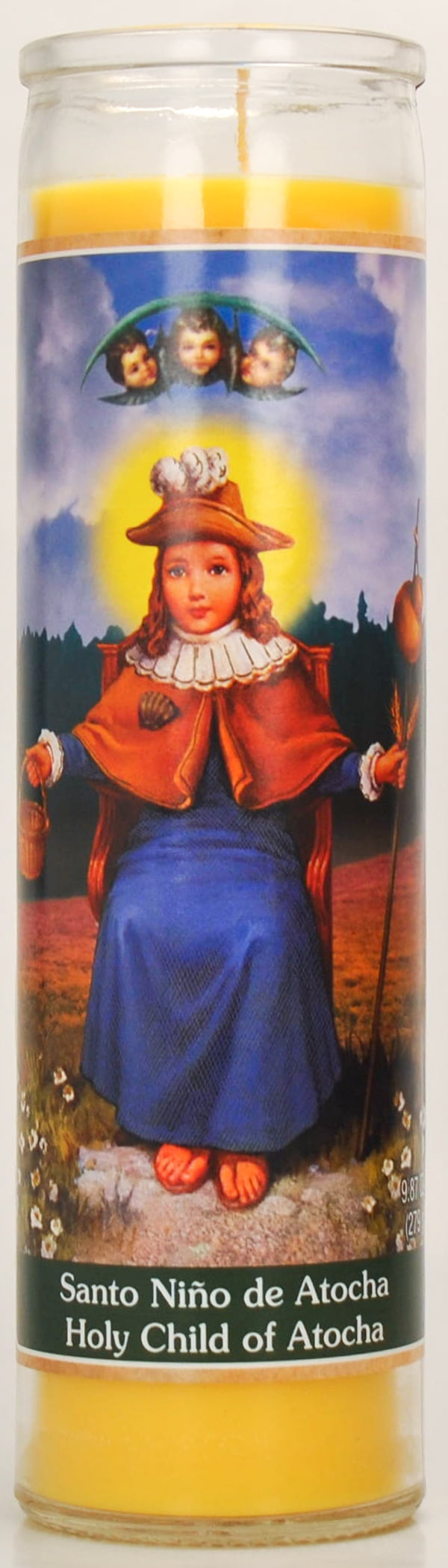 Prayer Candle Atocha Child Yellow Wax, 8 Inch