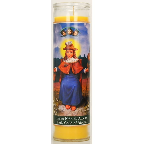 Prayer Candle Atocha Child Yellow Wax, 8 Inch