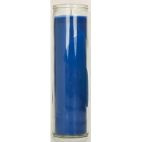 Prayer Candle Clear Glass Blue Wax, 8 Inch