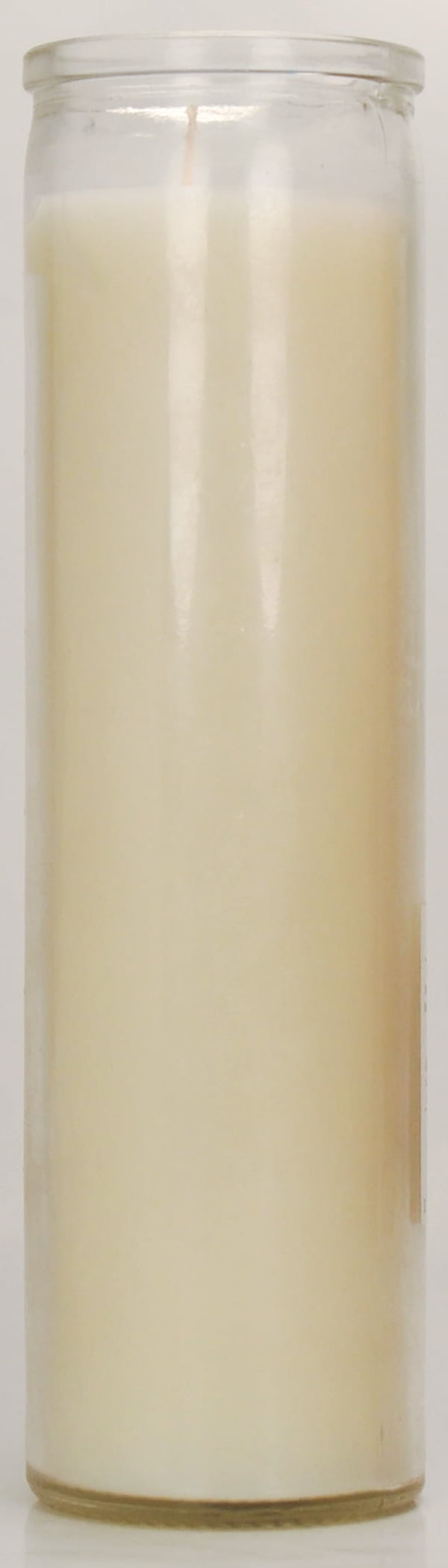 Prayer Candle Clear Glass White Wax, 8 Inch
