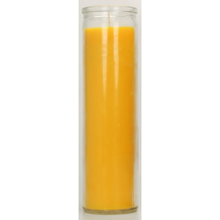 Prayer Candle Clear Glass Yellow Wax, 8 Inch