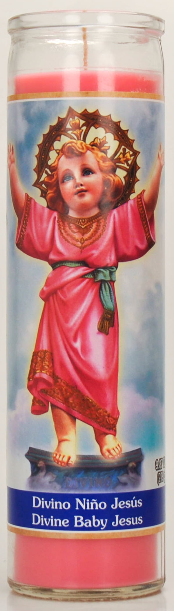 Prayer Candle Divine Child Pink Wax, 8 Inch