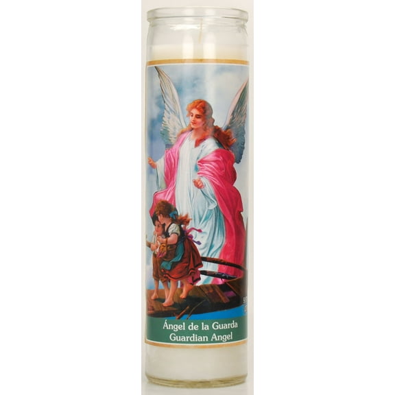 Prayer Candle Guardian White Wax, 8 Inch