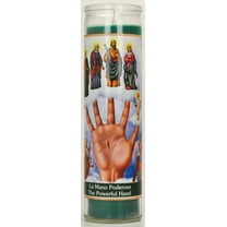Prayer Candle Helping Hand Green Wax, 8 Inch