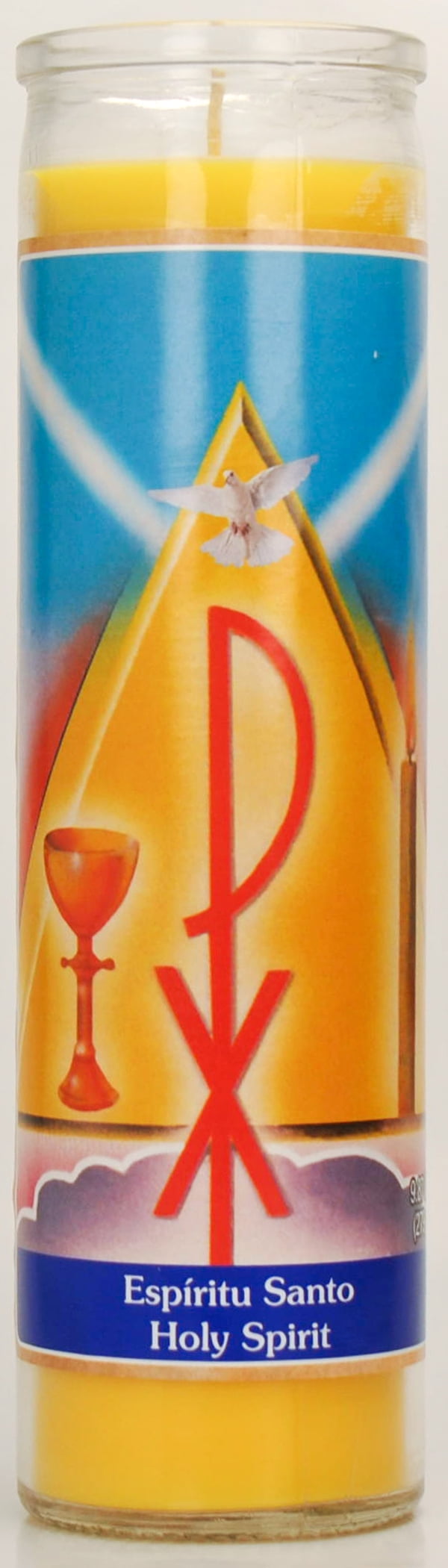 Prayer Candle Holy Spirit Yellow Wax, 8 Inch