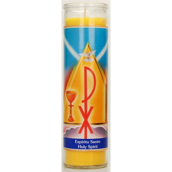 Prayer Candle Holy Spirit Yellow Wax, 8 Inch