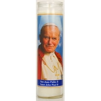 Prayer Candle John Paul II White Wax, 8 Inch