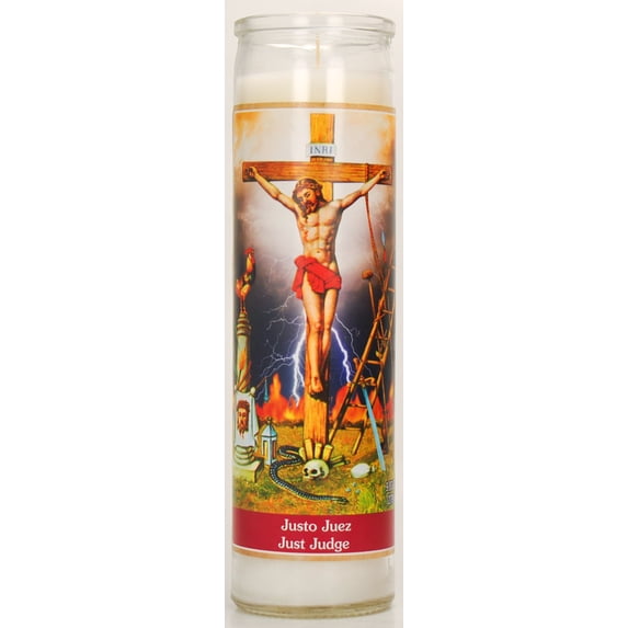Prayer Candle Justo Juez White Wax, 8 Inch