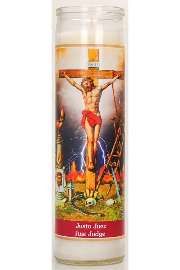 Prayer Candle Justo Juez White Wax, 8 Inch