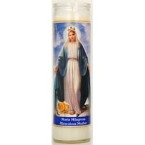 Prayer Candle Maria Milagrosa White Wax, 8 Inch