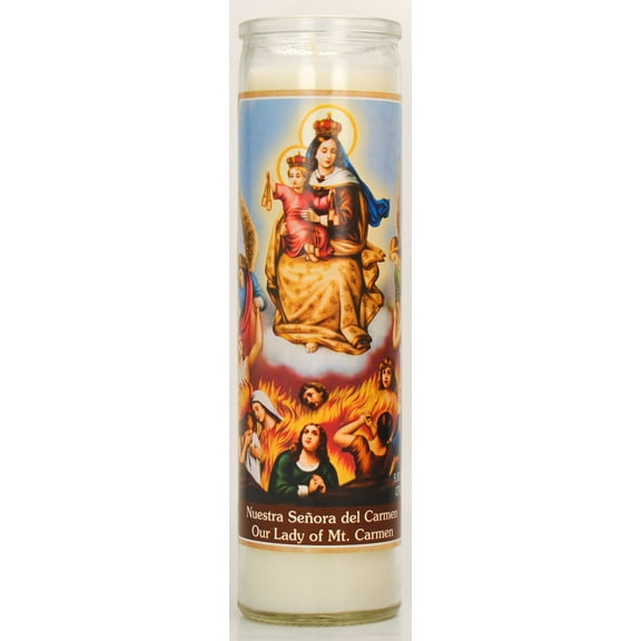 Prayer Candle Our Lady of Carmen, 8 Inch