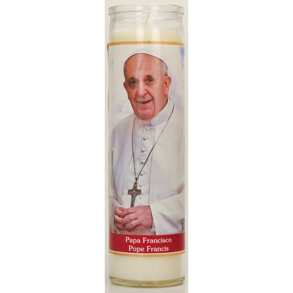 (4 pack) Prayer Candle Pope Francis White Wax, 8 Inch