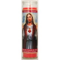 Prayer Candle Sacred Heart Strawberry Red Wax 8 inch