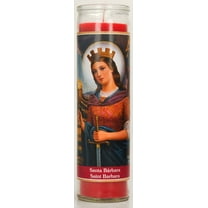 Prayer Candle St Barbara Red Wax, 8 Inch