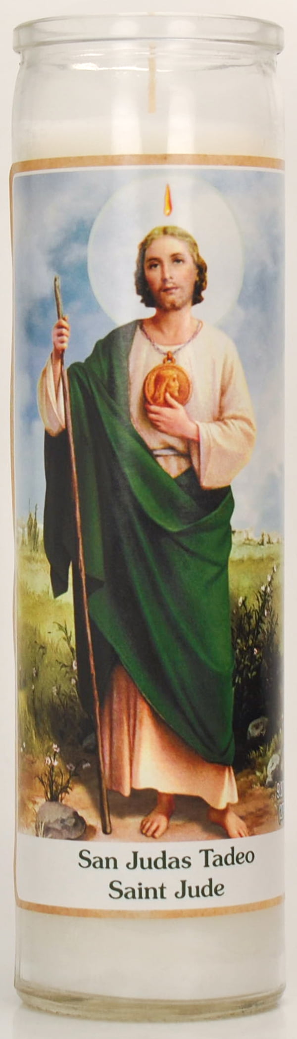 Prayer Candle St Jude White Wax, 8 Inch