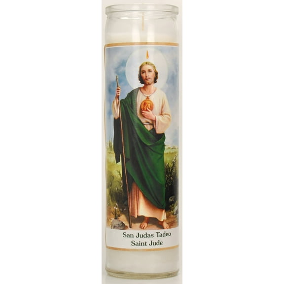 St Jude Prayer Candle White Wax 8 inch
