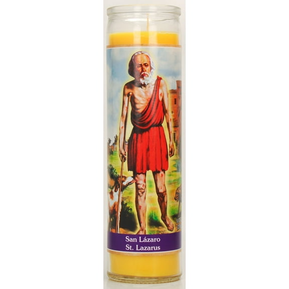 Prayer Candle St Lazaro Yellow Wax, 8 Inch