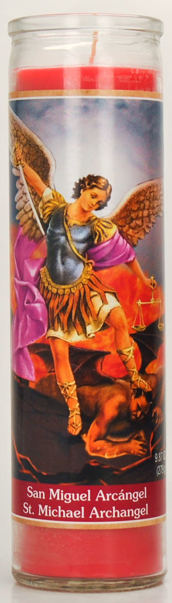 Prayer Candle St Michael Red Wax, 8 Inch