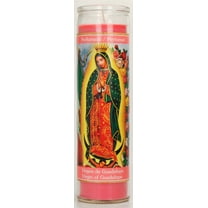 Prayer Candle V Guadalupe Rose Scent Pink Wax, 8 Inch