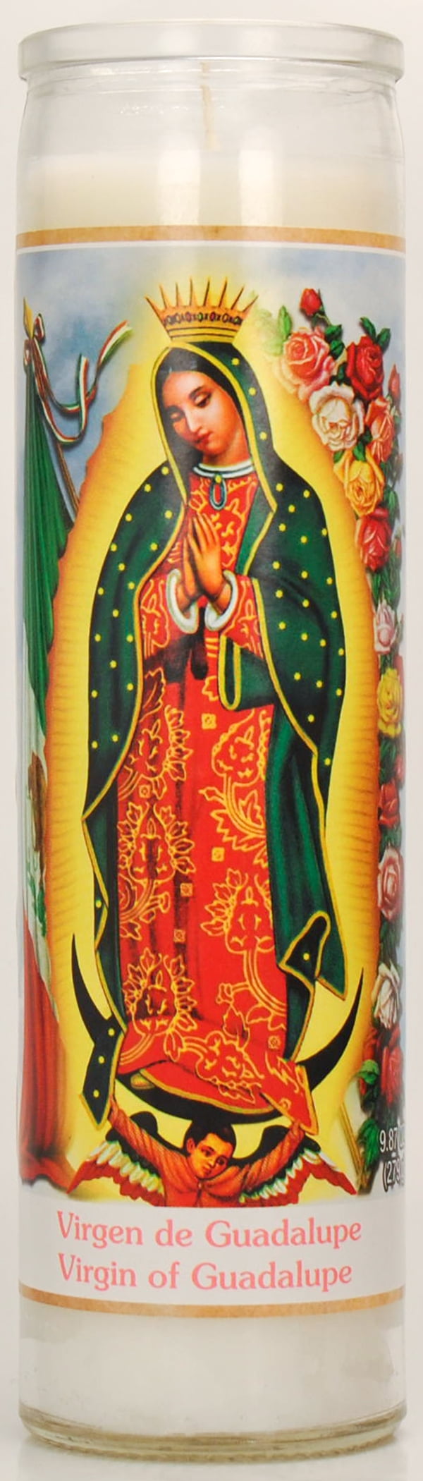 Prayer Candle Company Guadalupe White Wax 8 Inch Candle for