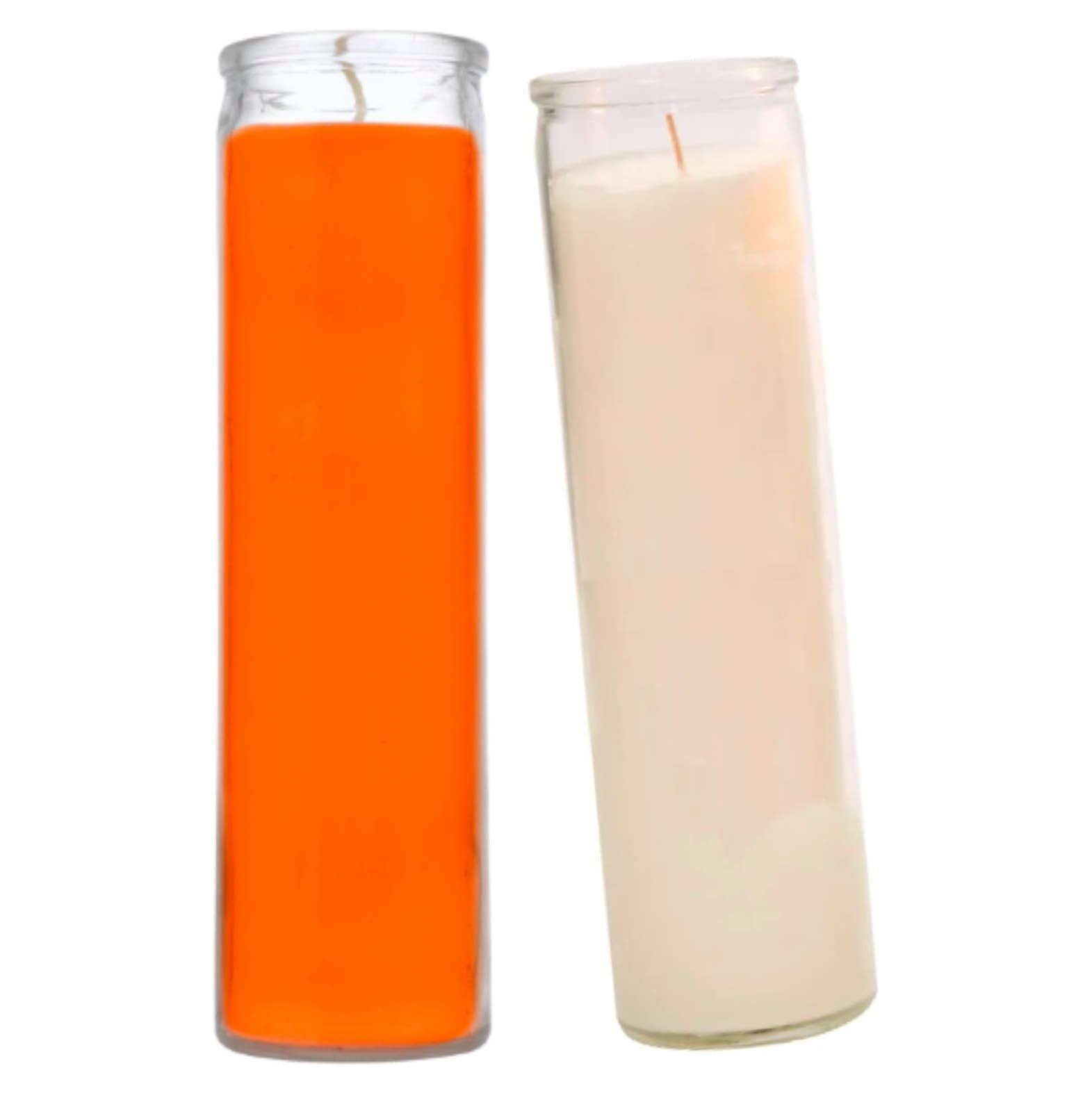 Prayer Candles Wax Candles (2 Pc) Orange and White Great for