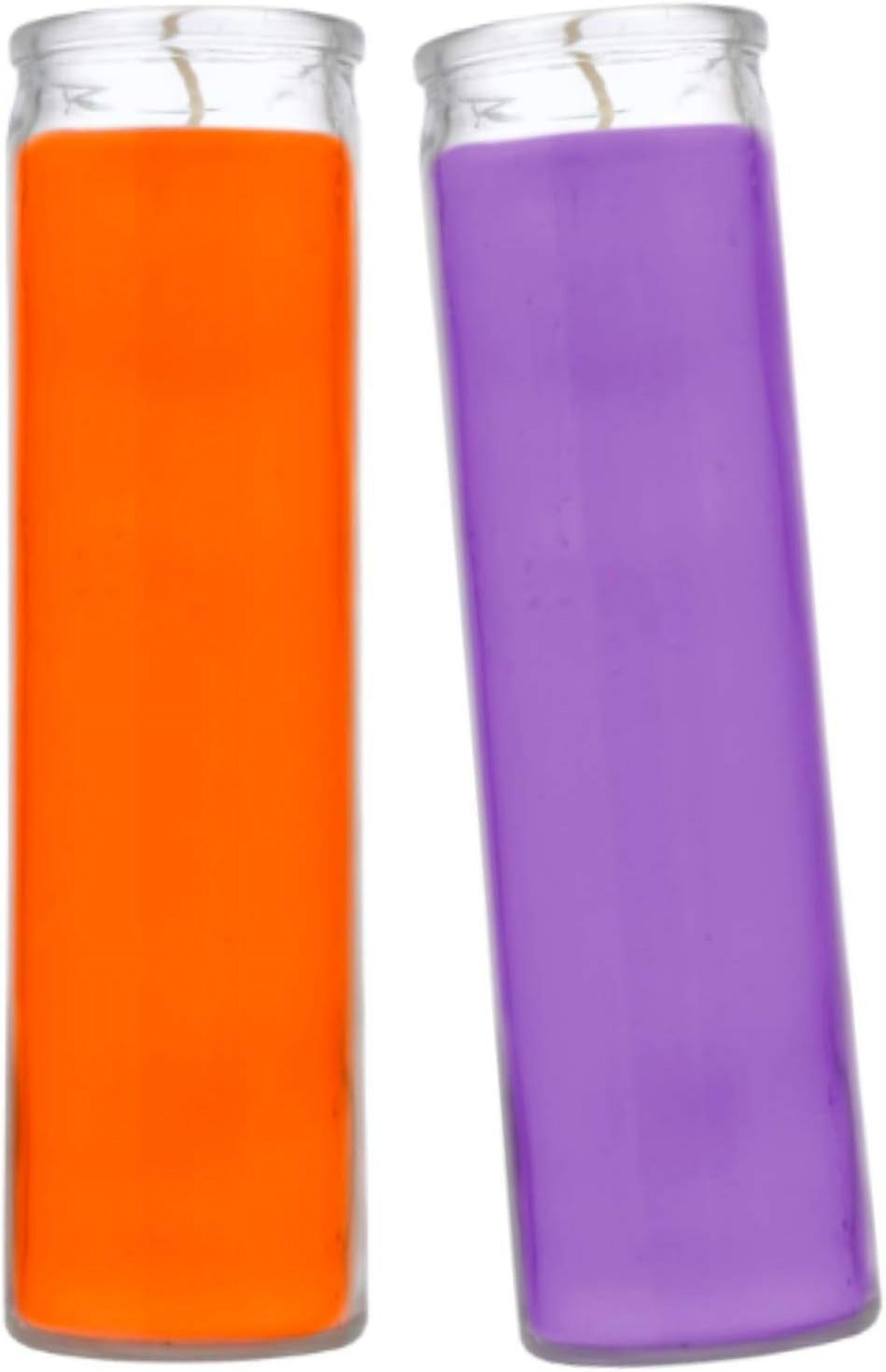 Prayer Candles Wax Candles (2 Pc) Purple And Orange Great For Vigils
