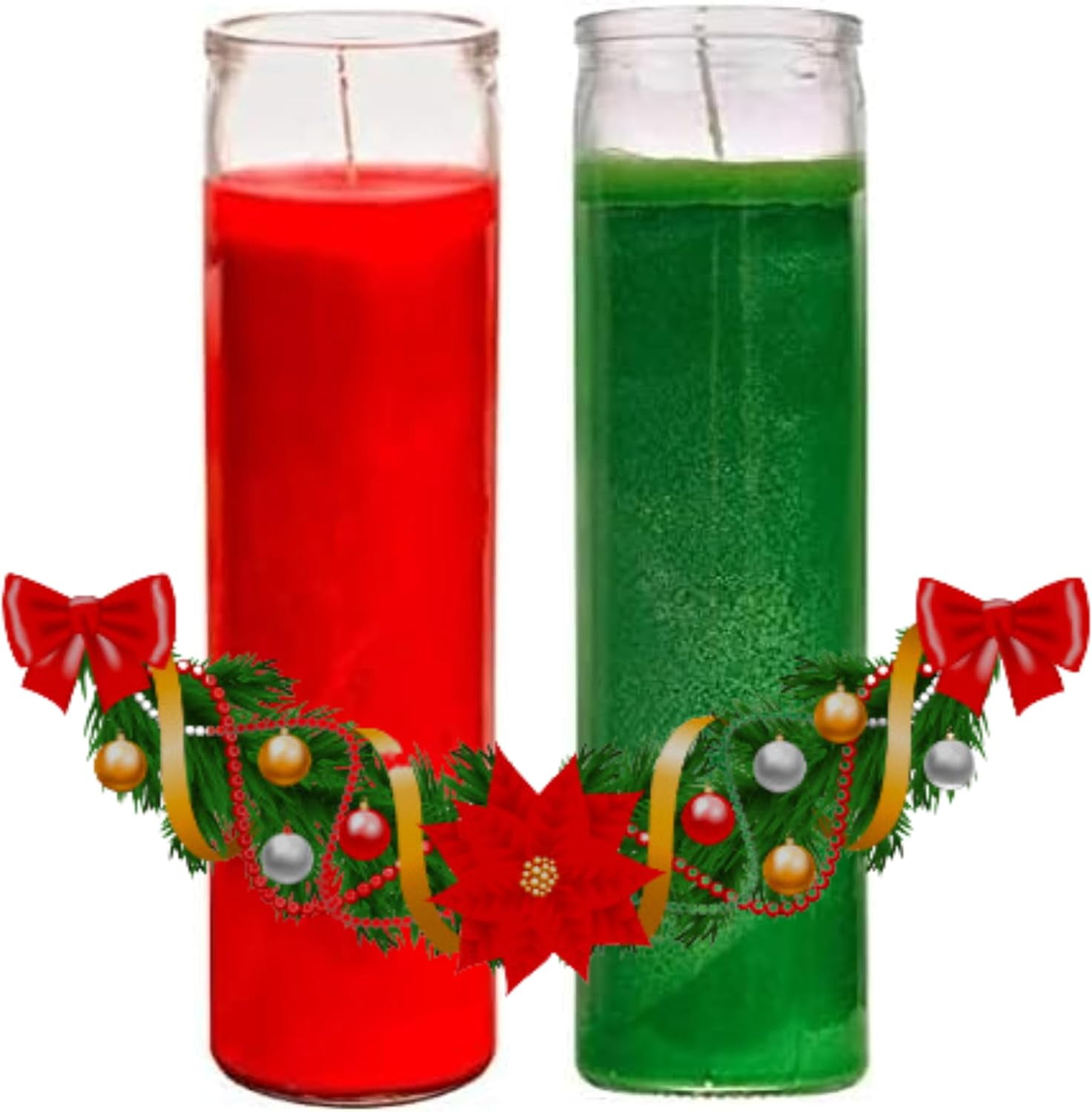 Prayer Candles Wax Candles (2 Pc) Red Green Great For Sanctuary