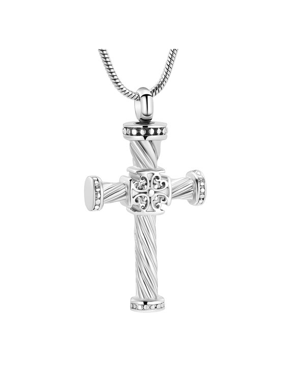 Prayer Cross Stainless steel Cremation Pendant Small Urns For Ashes Keepsake Urn Necklace