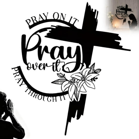 Prayer Cross Wall Decor - Perfect Spiritual Gift, Cross Wall Decor, Christian Wall Decors, Metal Material, Sleek Black Finish, Jesus Faith Home Decoration Gift, for Living Room Home Office