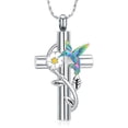 thumbnail image 1 of Prayer Cross with Sunflower and Hummingbird Stainless Steel Cremation Jewelry for Ashes Holder Urn Necklace for Ashes of Loved One, 1 of 6
