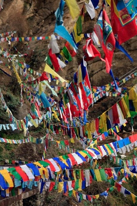 Prayer Flags Thimphu Bhutan Canvas Art - Kymri Wilt DanitaDelimont (18 x 24)