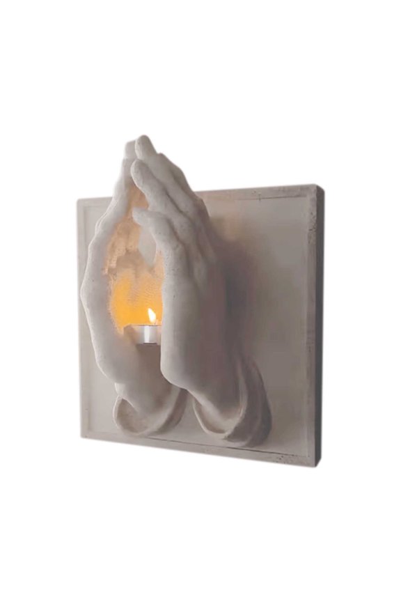 Candles & Holders Prayer Hands Candle Holder Decorative Table Figurine Home Decoration Unique Warmth and Wishes for Living Room Elegant Indoor