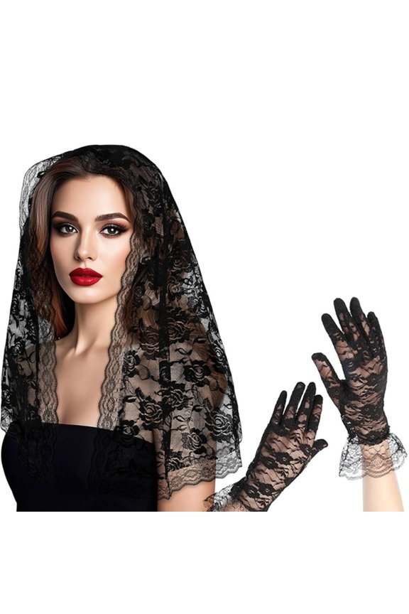 Prayer Headscarf Set Gloves Bridal Shawl Easy Wash Secure Design