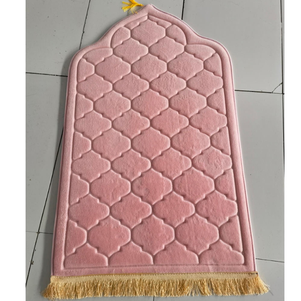 Prayer Mat for Muslim Ramadan Flannel Carpet Worship Kneel Embossing