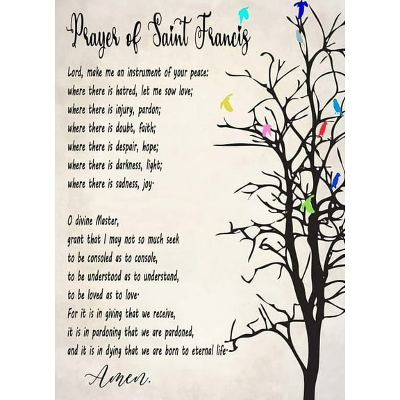 Prayer Of Saint Francis Wall Art Religious Catholic Art Poster Hummingbird Print Canvas Wall Art For Home Office poster