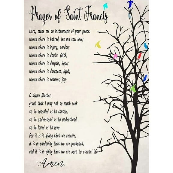 Prayer Of Saint Francis Wall Art Religious Catholic Art Poster Hummingbird Print Canvas Wall Art For Home Office poster