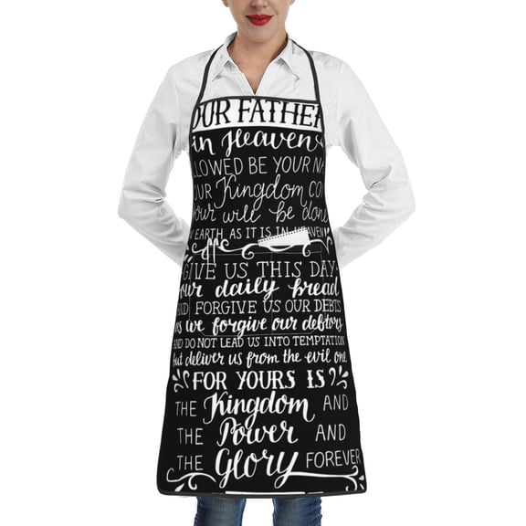 Prayer Of The Lord Apron with Pocket Cooking Waterproof Bib Aprons for Kitchen Baking Chef Gardening BBQ