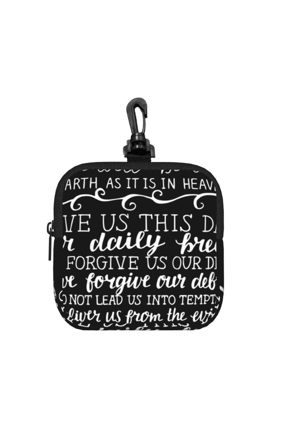 Prayer Of The Lord Square Gear Pouch with Lobster Clasp Waterproof Tech Accessory Organizer, Key & Coin Case