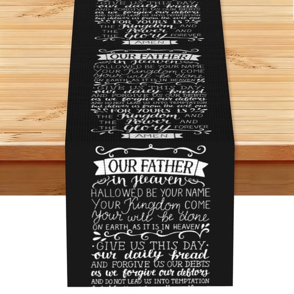Prayer Of The Lord Table Runner 13x72 Inch for Dining Table Kitchen Wedding Party Decor Fireplace Mantle