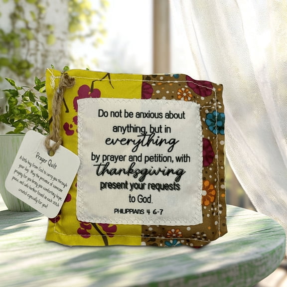 Prayer Quilt With Cross Inside-Pocket Prayer Quilt-Handmade Sew Individually Colorful Quilts-Pocket Prayer Quilt Gifts With Cross Inside-Mini Scripture Quilts-Sympathy-Remembrance Christian Gift(H)