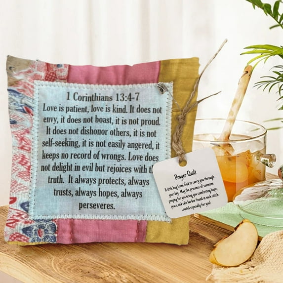 Prayer Quilt with Cross Inside, Pocket Prayer Quilt Squares with Wooden Cross Inside, Vintage Handmade Colorful Sew, Lightweight & Beautiful Gifts for Christians and Familiy