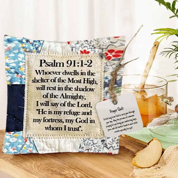 Prayer Quilt with Cross Inside, Pocket Prayer Quilt Squares with Wooden Cross Inside, Vintage Handmade Colorful Sew, Lightweight & Beautiful Gifts for Christians and Familiy