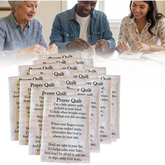 Prayer Quilt Text Panel - Christian Sewing Project, Mini Pocket Prayer Quilt Panel Squares Inspirational Poem Printed, for Quilting, Church Gifts, Pocket Blessings & Faith Projects