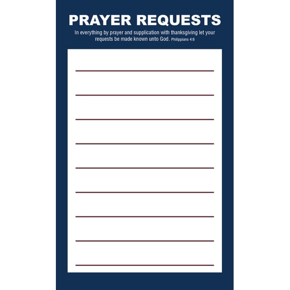 Prayer Request Card - Blue (Package of 50): Philippians 4:6 (Kjv), (Hardcover)