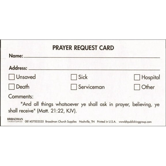 Prayer Request Card (Package of 100) : Matthew 21:22 (KJV) (Cards)