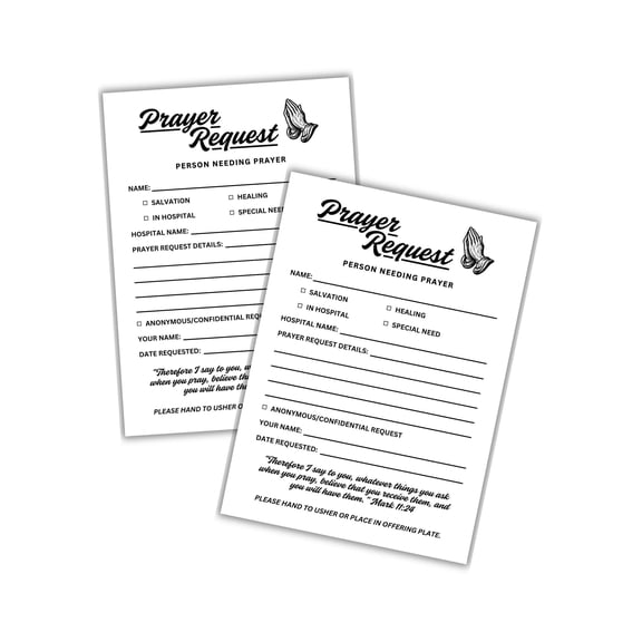 Prayer Request Postcards for Church 30pk 5x7 Offering Plate New Member Hand Outs Anonymous Follow Up Cards Welcome Packet